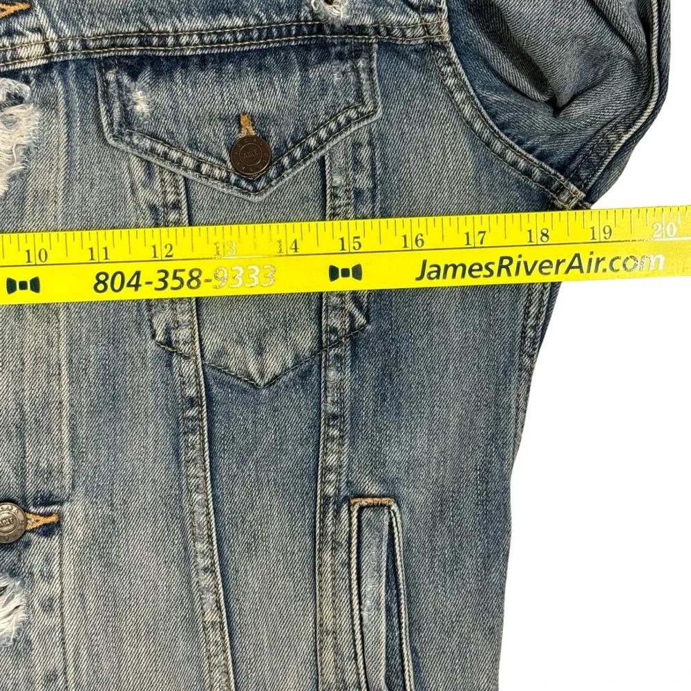 ABLE Anthropologie Womens Medium Merly Denim Jean Jacket Distressed‎ Light Wash